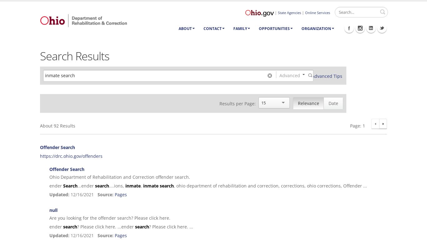 Search Results - Ohio Department of Rehabilitation and ...